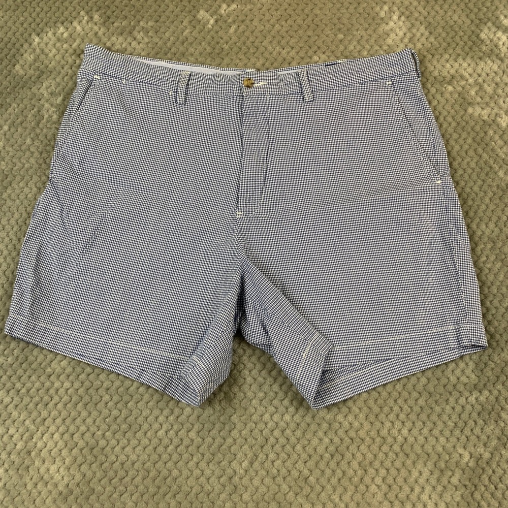 Polo Ralph Lauren Classic‎ Fit Shorts Mens 38 Blue White Gingham Stretch